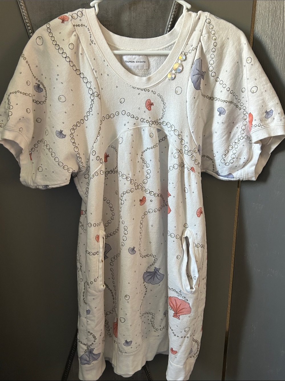 Tsumori Chisato dress tunic S Ocean theme Casual sweatshirt like fabric